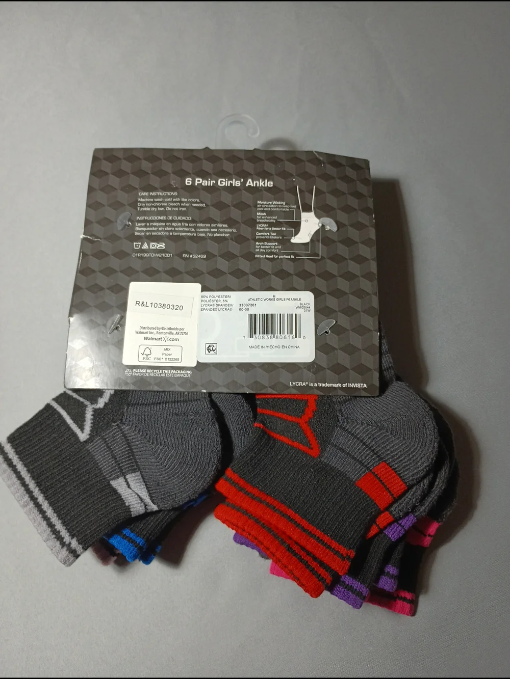 Athletic Works Girls' Ankle Socks